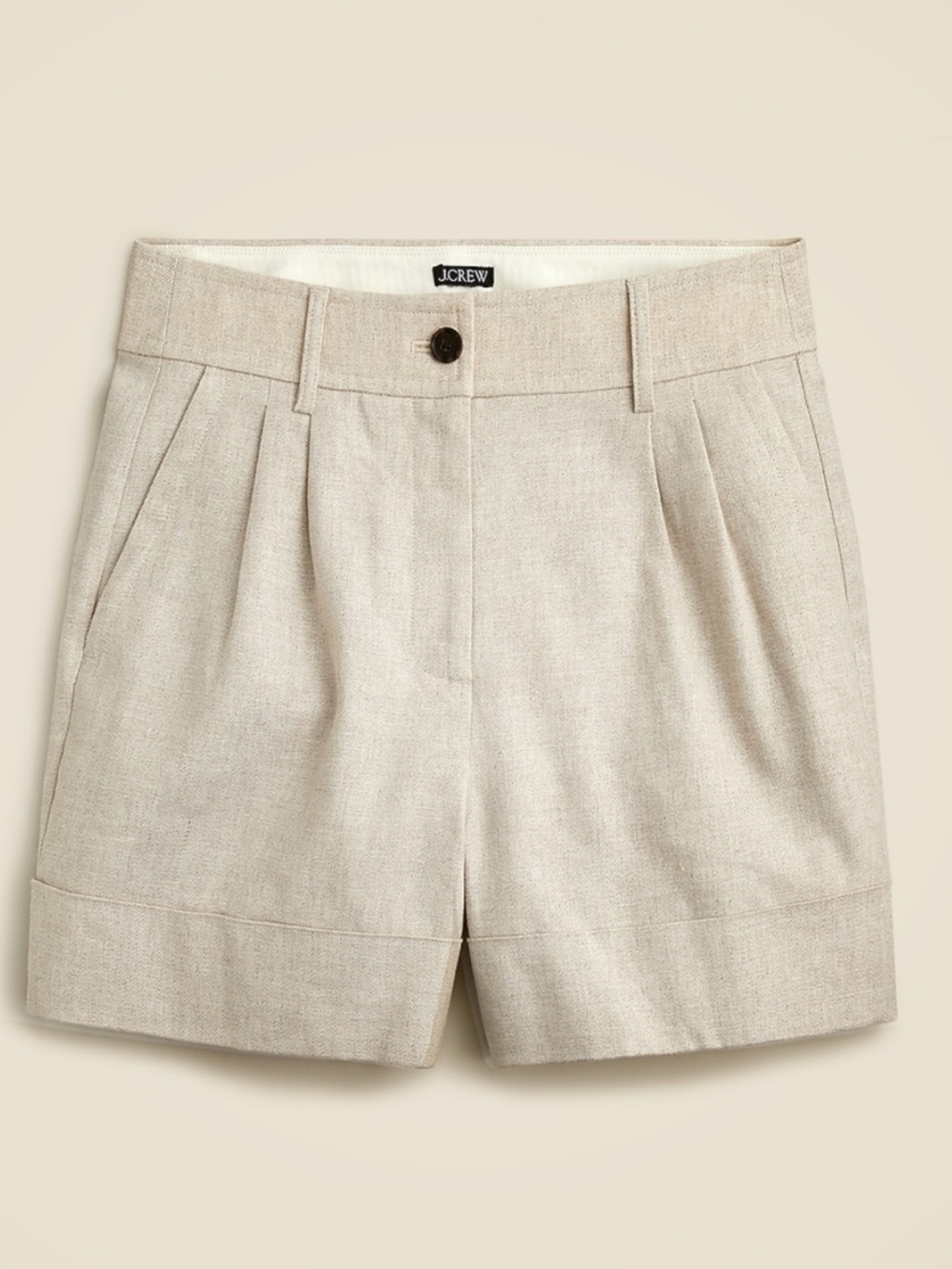 J. Crew Tailored Pleated Shorts in Beige